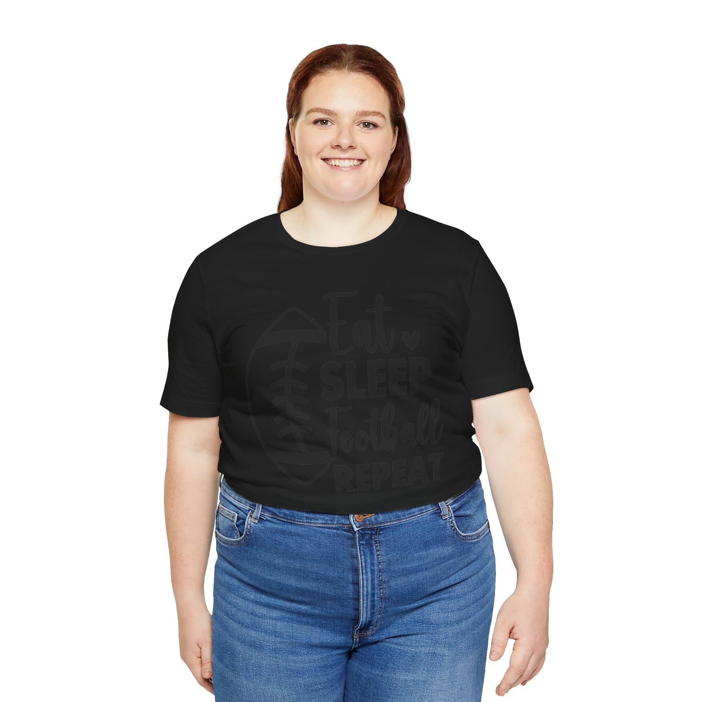 EAT SLEEP FOOTBALL REPEAT Unisex Jersey Short Sleeve Tee