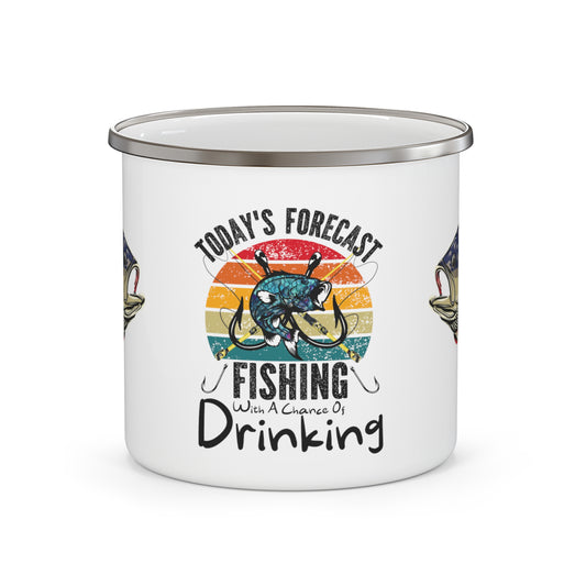 Fishing and Drinking Patriotic Enamel Camping Mug