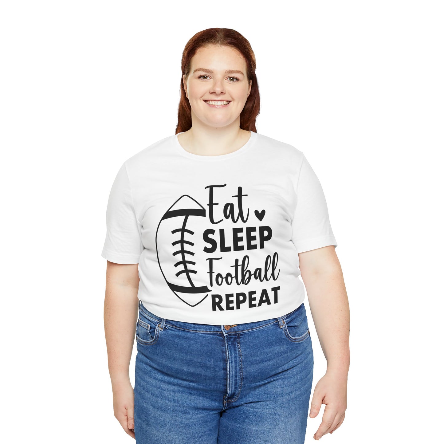 EAT SLEEP FOOTBALL REPEAT Unisex Jersey Short Sleeve Tee
