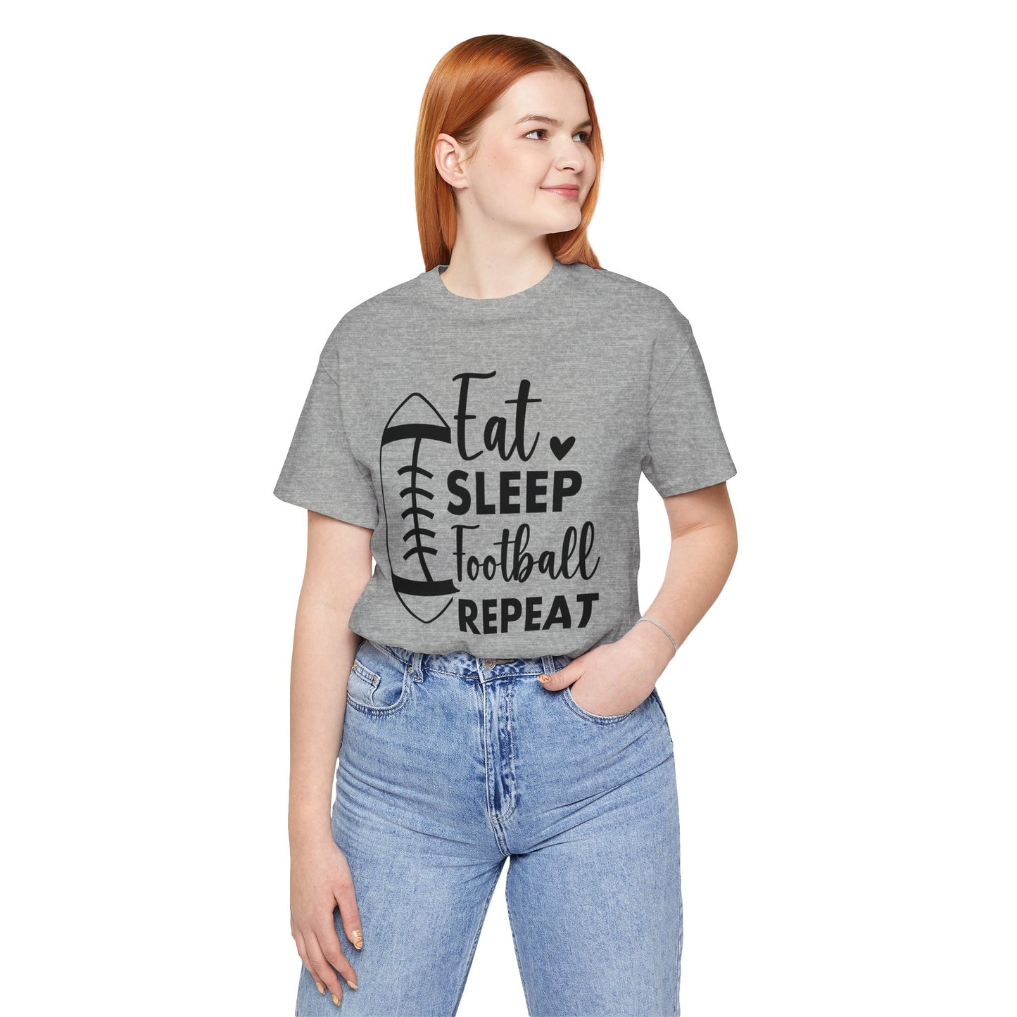 EAT SLEEP FOOTBALL REPEAT Unisex Jersey Short Sleeve Tee
