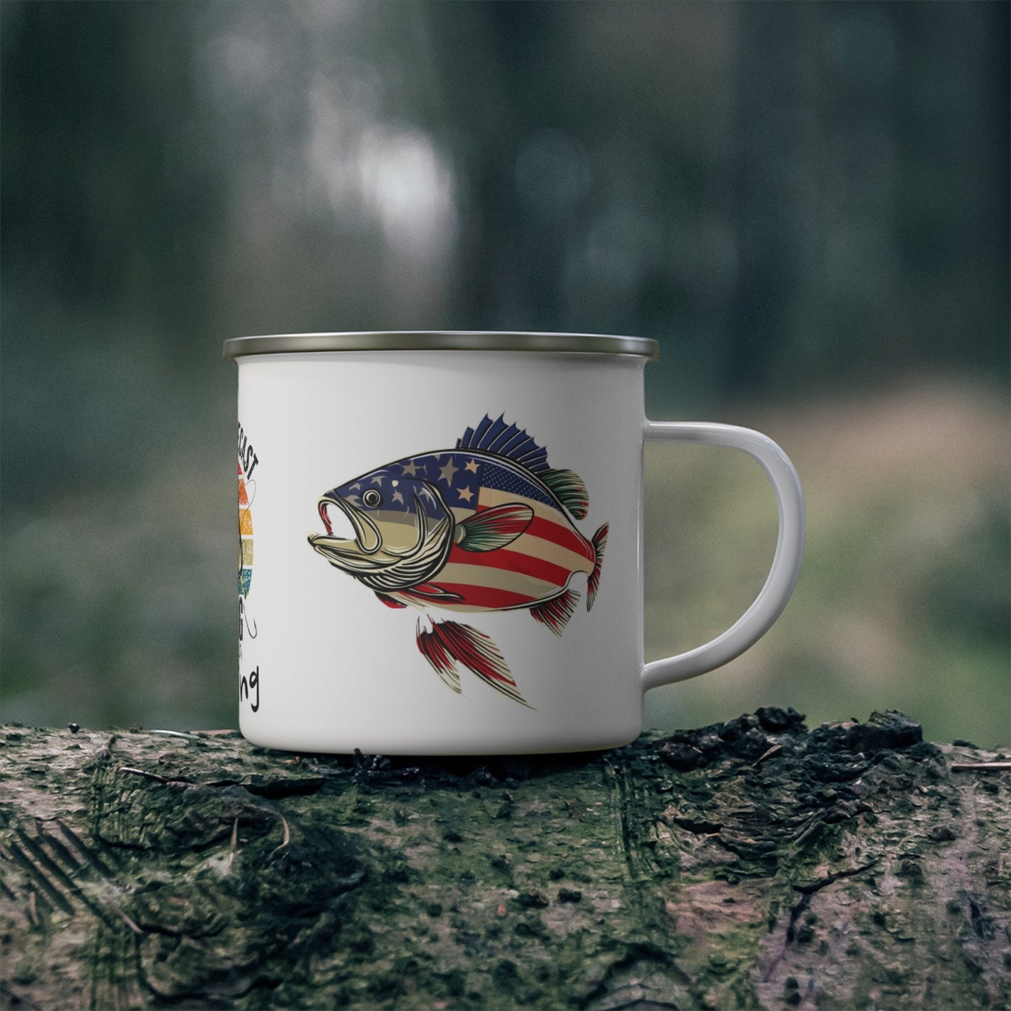 Fishing and Drinking Patriotic Enamel Camping Mug