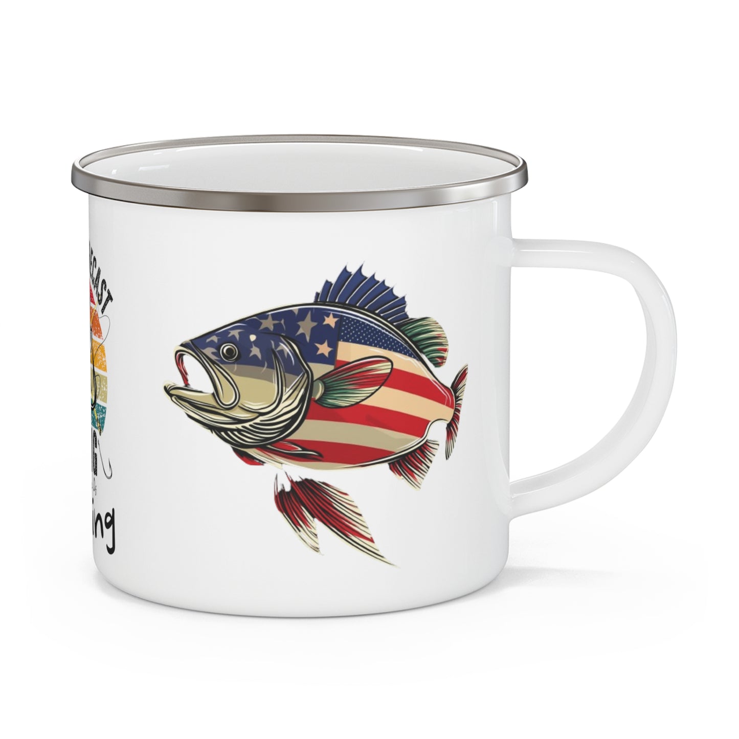 Fishing and Drinking Patriotic Enamel Camping Mug