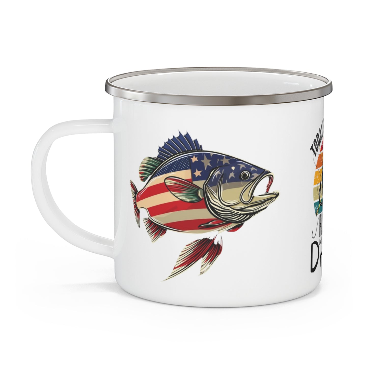 Fishing and Drinking Patriotic Enamel Camping Mug