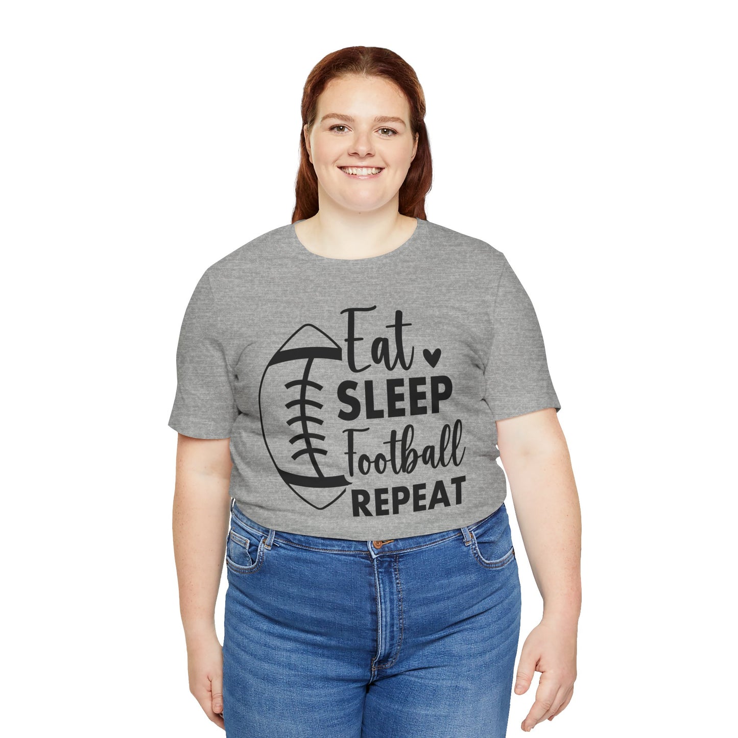 EAT SLEEP FOOTBALL REPEAT Unisex Jersey Short Sleeve Tee
