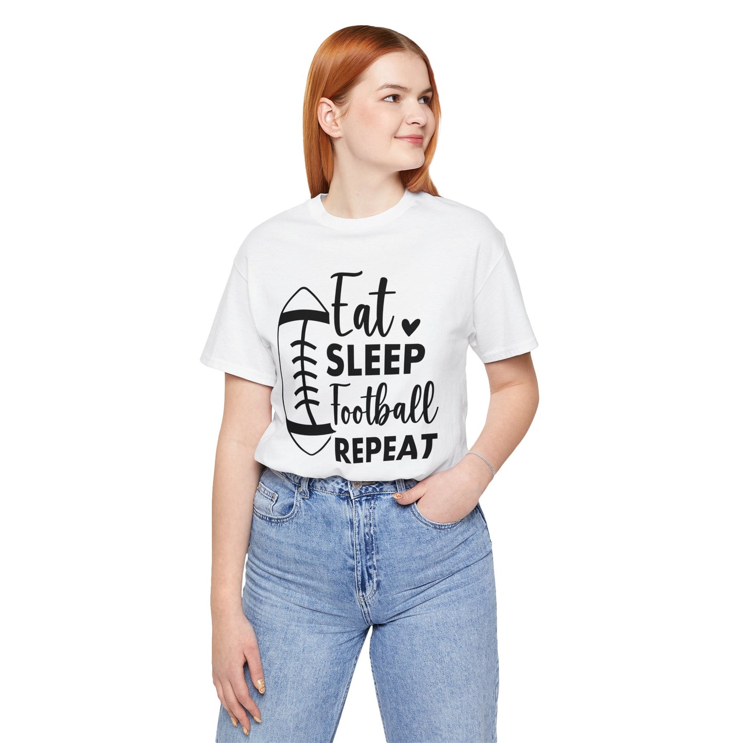 EAT SLEEP FOOTBALL REPEAT Unisex Jersey Short Sleeve Tee